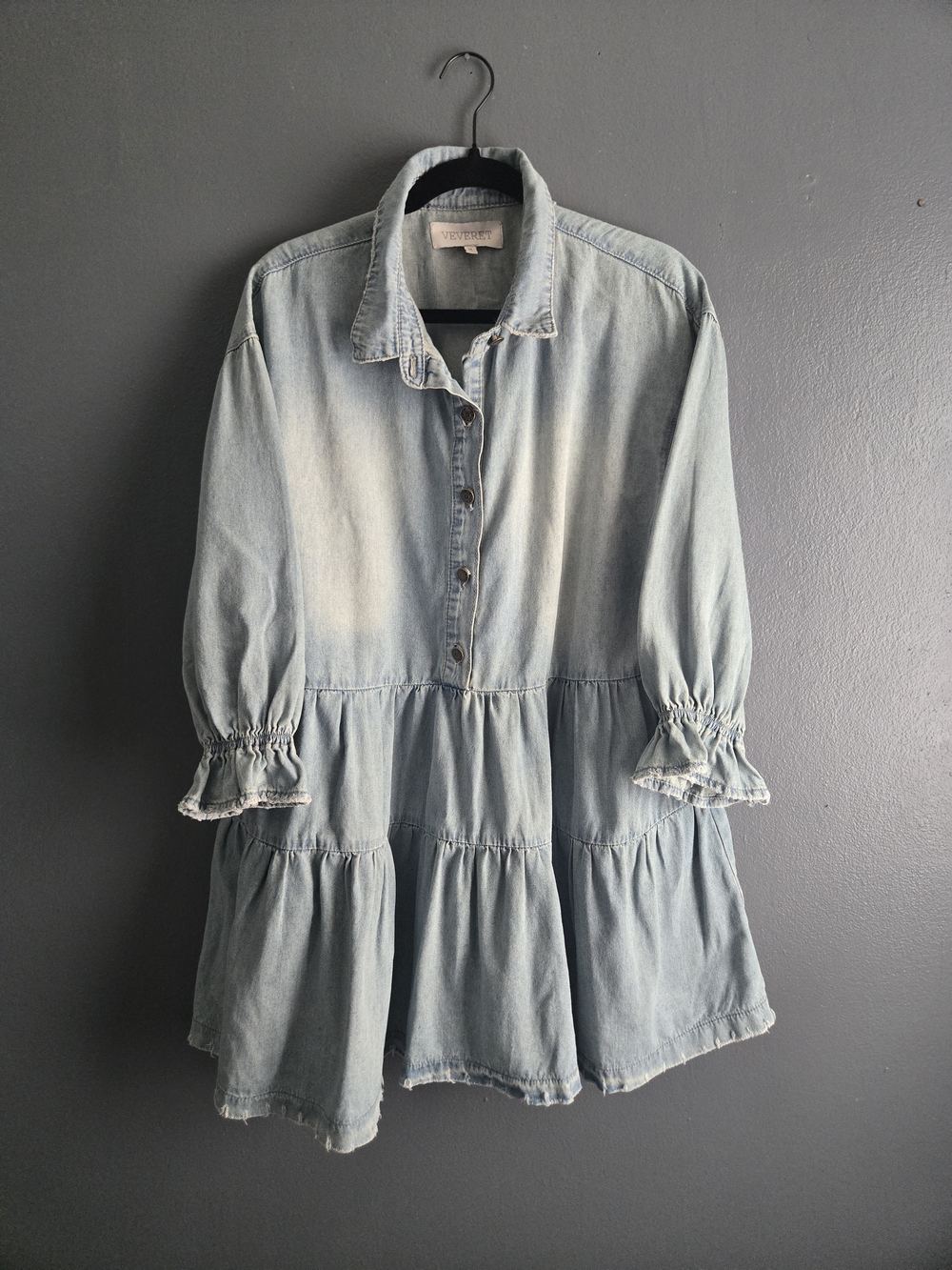 Veveret Pleated Tiered Ruffle Mini Retro Chic Dress Medium - Picture 8 of 9